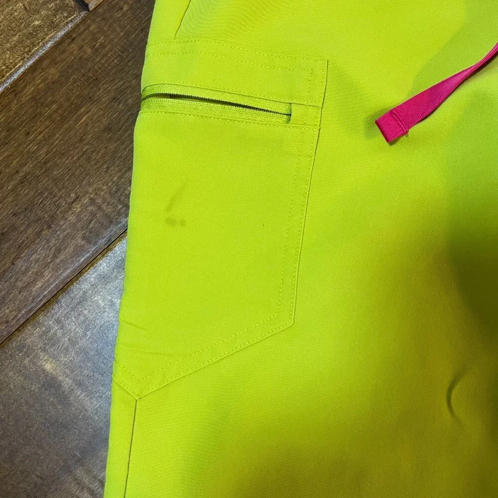 Figs High Waist Zamora Jogger Scrub Pants Nurse Doctor Limeade Yellow Size Small - Picture 5 of 10